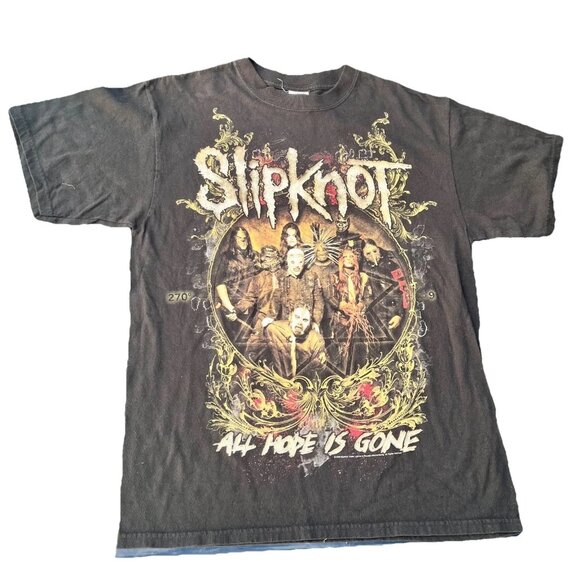 2009 Slipknot All Hope Is Gone World Tour Anvil Mens Black Graphic T Shirt Large - Picture 1 of 15